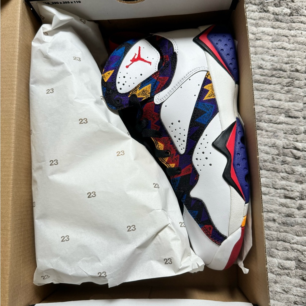 Jordan 7 nothing but net Sneakers in White, Red, Purple, and Black